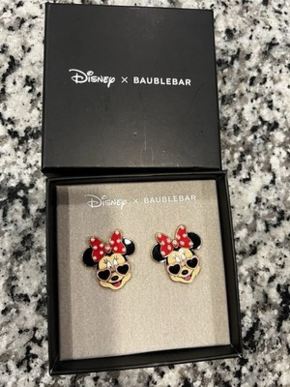 Disney X Baublebar Minnie Mouse Pierced Earrings Pearl Studded Bow & Sunglasses